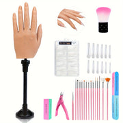 Nail Silicone Practice Hand For Acrylic Nails Training Fake Hand Nail Art Practice Tools Hand Tattooed Nail Jewelry Showcase Supplies Manicure Beginners