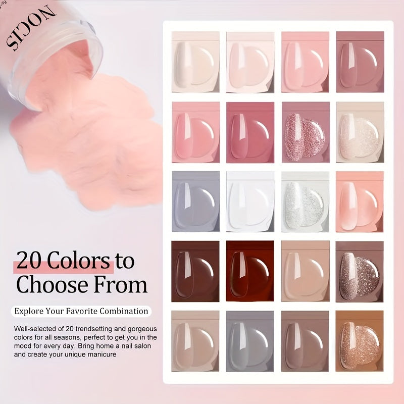 NOCIS 33pcs Dip Powder Nail Kit - Glittering Colors, Activator & Primer for DIY French Manicures, Salon-Quality Home Use - Ideal Gift for Girls