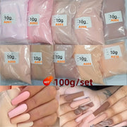 100G/ Set of Loose Bulk Class Color Acrylic Nail Powder, 10 Colors Set of Nail Art Crystal Powder, Brown Series Extension/Dipping/Carving Acrylic Powder Wholesal