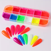 Neon Nail Pigment Powder Set, Fluorescent Ombre Nail Art Glitter, Gradient Rubbing Dust Chrome Effect For Manicure Decoration For Music Festival