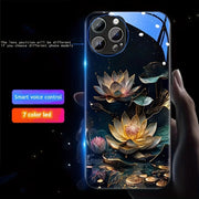 A Uniquely Beautiful Floral Pattern Phone Case with LED Lights, Compatible with S24 Ultra/S22 Ultra/S23 Ultra/S21 Ultra/Ip16Promax/Ip15Promax/Ip13Promax, Featuring a Glowing Voice-Controlled Protective Cover, Elegant Daytime