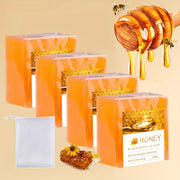 4pcs*100g Honey Essential Oil Handmade Soap Deep Cleaning and Moisturizing, Rich Foam, Suitable for Men and Women, Free Foam Net