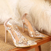 Women'S Floral Print Stiletto Heels - 4.33inch Ultra High Heel, Pointed Toe, TPU Upper, Synthetic Insole & Sole, All-Season Fashion, Stylish Ankle Strap, Fashion Stiletto Heels | Floral Print Design | Durable Heel