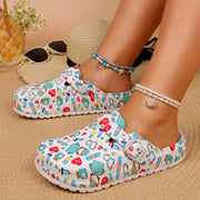 Women's Playful Cartoon-Print Non-Slip Clogs - Breathable & Lightweight EVA Design - Perfect for Beach, Garden, & Casual Attire, Beach Accessories
