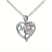"1pc Charming ""MOM"" Pendant Necklace with Elegant Hollow Heart & Flower Design - Perfect for Holidays, Birthdays & Anniversaries"
