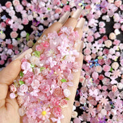 50pcs Mixed Style Nail Art Accessories, Rose Flower Charms, Small Floral Buds, Pearls, Bowknots, Leaves Embellishments For Nail Decoration