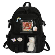 Kawaii Backpack - Cute Aesthetic Plush Pendant Pin Accessories, Large Capacity Laptop Backpack for Women - For School & Everyday Use - Perfect Gift for Teens & Students