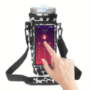 40oz Water Cup Holder Transparent Touch Screen Water Cup Holder With Adjustable Shoulder Strap, Suitable For Travel, Outdoor Sports