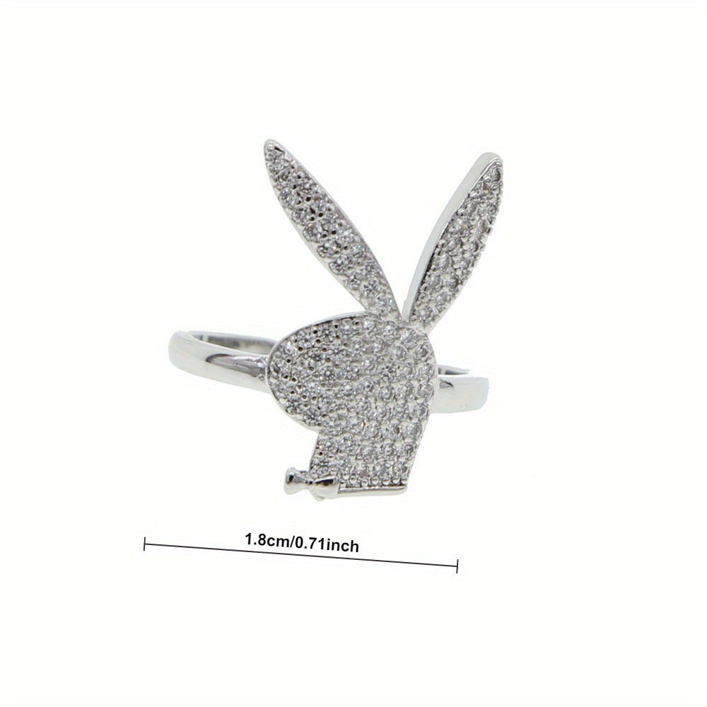 Rabbit Ring - Micro Inlaid Zircon Rock, Hiphop Inspired, Adjustable, European and American Style Ornament, Perfect Holiday Gift