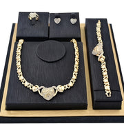 4pcs Dubai Style Jewelry Set, Golden Plated Necklace, Ring, Bracelet, and Earrings, Luxurious Ethnic Design for Weddings, Parties, and Formal Events, Perfect Gift Set for Mother'S Day, Classic African Jewelry