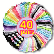 Women's Polyester Socks 20/40/60/80/100 Pairs - Striped Crew and Ankle Length, Comfortable Knit Fabric with Elastane for Stretch, Easy Machine Wash, Casual Multipack