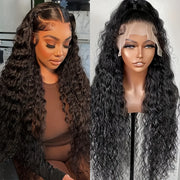 13x6 Deep Wave Lace Front Wig - 250% Density HD Lace, Pre-Plucked 100% Virgin Human Hair, Glueless Curly Style for Women, Natural Look with Hairs, Suitable for All Ethnicities, Special Occasion Wig | Deep Wave Texture | Reali