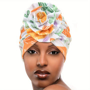 Elegant Women's Floral Turban Headwrap: Vibrant Colors, Soft Polyester Fabric, and Comfortable Elastic Design for a Chic Look
