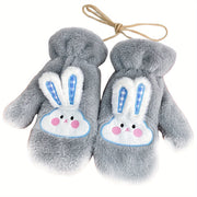 Women's Winter Mittens | Cute Rabbit Design Fleece Gloves | Pink Cotton Blend with Bunny Ears and Face | Plush Warmth for Cold Weather | Non-Stretch, Hand Washable | Cozy Outdoor Accessory