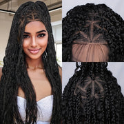 360 Lace Boho Knotless Box Braided Wig for Women - Full Double Lace with, Natural Black Synthetic Hair, Lightweight & Breathable, Perfect for Daily Wear, Parties, and Special Occasions, Versatile Hair Solution | Voluminous Br