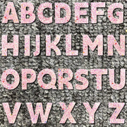 26pcs Pink & Purple Sequin Alphabet Iron-On Patches with Floral Designs – Glittery DIY Decorative Letters for Jeans, Jackets, Bags, Hats, and Clothing Backpacks