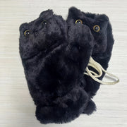Charming Black Cat Plush Gloves for Women - Cozy & Warm Winter Accessory with Detachable Drawstring, Perfect for Casual Outings and Cycling