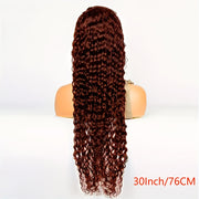Easter Special Offer 180 Density 5x5 Red Brown Dark Wavy Front Wig 5x5 Glueless HD Lace Front Wig Colorful Curly Lace Closure Front Human Hair Wig