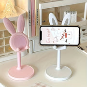 Cute Bunny Adjustable Phone Stand, ABS Material, Universal Desktop Holder, Stable Grip, Portable Design, Ideal Gift for Apple, Huawei, Samsung, Xiaomi & More, Versatile Use