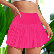Chic High-Waisted Mini Skirt - Flattering Pleats, Versatile Solid Color, Perfect for Everyday & Athletic Wear