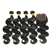 4 Body Wave Bundles with 4x4 Closure Free Part Brazilian Human Hair extension With Closure Virgin Hair 100% Unprocessed Human Hair