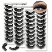 30 Pairs of Slender Imitation Mink Eyelashes, Fluffy Handmade False Eyelash Strips, Natural and Beautiful Softness, Super Soft Stem D Curve, 10-Pair Pack Luxury Cat Eye Lashes Best Gift for Halloween, Valentine's Day Birthday