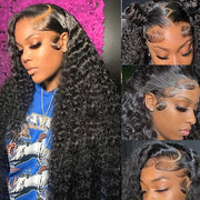 200% Density Deep Wave Lace Front Wigs Human Hair 13x4 HD Transparent Lace Frontal Human Hair Wigs For Women Lace Wig Pre Plucked With Baby Hair