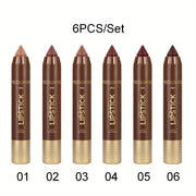 6PCS/Set Lipstick - Matte, Long-lasting, Waterproof, Non Stick Cup, Nude, Brown, Easter Makeup, Easter Holiday Party, Lipstick Pen
