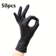 Local Warehouse, 50pcs, Black Pure Nitrile Disposable Gloves, Durable Household Cleaning Gloves, Apply to Kitchens Cleaning, Tattoo, Beauty Salons, Bathroom, Cleaning Supplies, Household Gadgets, Heavy-Duty, Textured Fingerti