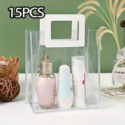 15pcs Heavy-Duty Clear PVC Gift Bags with Handles - Reusable, Ideal for Bridal Showers, Teen Parties, Weddings & Shopping, Party Essentials|Transparent Gift Bags|Durable Gift Bags