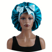 1pc Double-Layered Reversible Sleep Satin Bonnet with Long Straps, Hair Care Accessory for Women, Beauty Salon Hair Tools