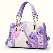 Elegant Floral Print Satchel Bag - Fashion Crossbody Bag, Shoulder Bag & Purse - For Women - Suitable for Everyday Use, Work, Shopping & Travel - Perfect Gift for Her