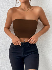 Basic Solid Tube Top, Sexy Crop Sleeveless Stretchy Top, Women's Clothing