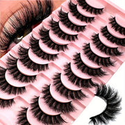 10 Pairs New False Eyelashes Cat Eye Fluffy False Mink Eyelashes 8D Wispy Eyelashes Dramatic Long Thick Curled False Eyelashes Natural Looking Soft Fluffy 3D False Eyelashes Russian Curled Eyelashes