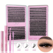 Multi-Style Lash Book Kit - Natural & Fluffy Mix Length Individual Lashes with Tweezer, Bond & Seal, Remover, Comfortable Wear At Home, Beginner-Friendly, Wispy, Dramatic Volume Lash Book Set Perfect Valentine's Day Gifts
