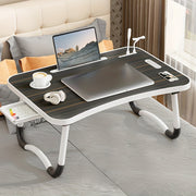 Portable Laptop Bed Table With Cup Holder And Drawer, Multifunctional Tray Holder With Tablet Card Slot-Perfect For Eating, Reading, Writing On The Bed, Sofa, Or Floor - Stable, Durable, And Foldable