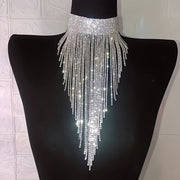 1 Piece Women's Luxury Rhinestone Tassel Necklace - 18K Gold Plated, Synthetic Cubic Zirconia Mosaic - All-Season Jewelry | Glamorous & Elegant Design | Perfect for Banquet Party Nightclub