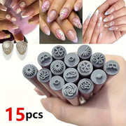 15 Nail Printing Set - Precision Tools for DIY Nail Art, Various Flower Patterns and Templates, Women'S DIY Nail Art Tools, Fragrance Free, Foot and Hand Care Accessories