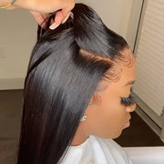 Luxurious 250% Density Straight Human Hair Wig - 5x5 HD Transparent Lace Front, Pre-Plucked & Pre-Cut With Glueless Closure, Easy To Wear & Style, Pre-Bleached Knots, 3 Seconds To Wear