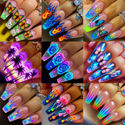 A Set of 216 Press-On Fake Nails, Featuring a Combination of Nail Art Stickers for The New Year. This Spring And Summer Collection Includes Floral And Butterfly Designs, with a Shiny, Colorful Mix of Removable Nail Stickers i