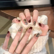 24pcss Press-On Nails, Elegant Pink French Style, Bow and Floral Designs, Coffin Shape, Perfect Fit and Lightweight, 4pcs Nail Tool Set, Ideal for Weddings and Parties, Makes You Irresistibly Charming!