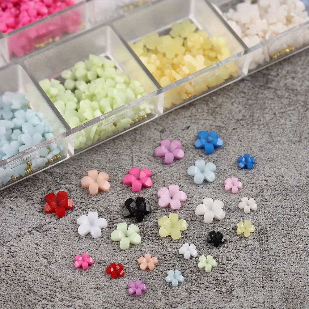 3D Acrylic Flowers & Nail Charms - Pastel Colorful Flatback Gems with, Caviar Beads & AB Glitter for DIY Manicure, Weddings, Parties - Nail Art Decorations, Nail Art Charms