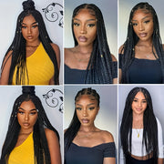 Latest Style Full Double Lace Front Braid Wig for Women - Hand Braided, Knotless Cornrow Braids, Blended Black Hair, Natural Looking, Breathable, Comfortable