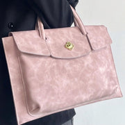 Pink Laptop Tote Bag for Women, Lightweight 13-16 Inch MacBook/ Notebook Bag with Metal Clasp, Stylish Work Commute Shoulder Bag for Office, College, Travel (Fits 13/ 14/ 15.6/ 16 Inch Laptops)