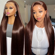 30-40 Inch Long Straight 13x4 Lace Front Wig for Black Women - Brazilian Remy Human Hair, Pre-Plucked Natural Hairline, Glueless HD Lace, Bone Straight, Full Coverage, Elegant Style