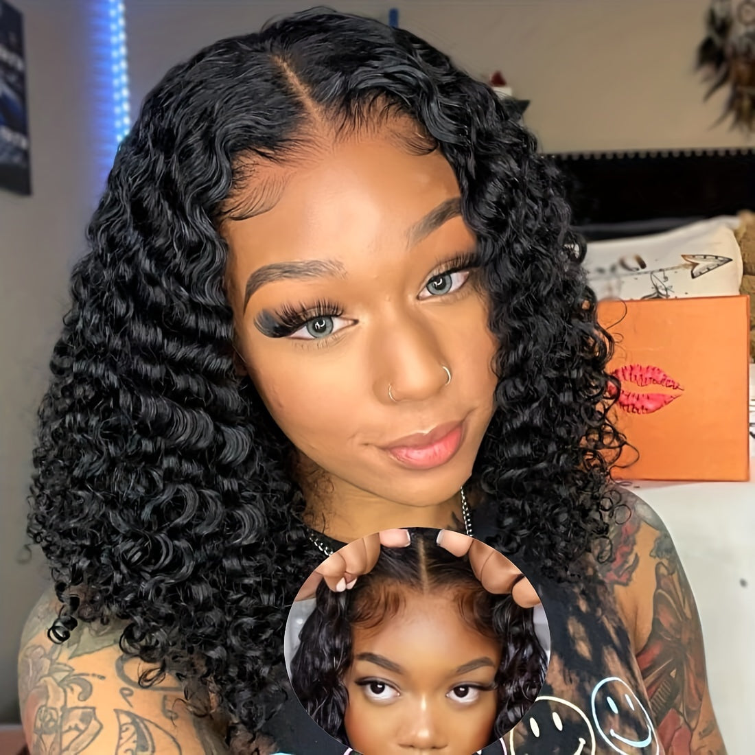 UNICE Water Wave Short Bob Wigs Human Hair 7x5 HD Lace Pre Cut Lace Bye Bye Knots Glueless Wigs Bleached Knots Pre Plucked Hairline Put on and Go Beginner Wig for Women