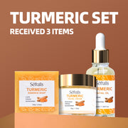 Séfralls Turmeric 3pcs/Set (TURMERIC FACIAL CREAM, TURMERIC ESSENCE SOAP, TURMERIC FACIAL OIL) Plant Extract Cleaning And Moisturizing Skin Care Set Natural Ingredients Mild And Non Irritating Cleaning Hand Soap Moisturizing