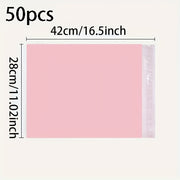 50-Pack Pink Courier Bags, Self-Adhesive Waterproof Mailing Envelopes, Bulk Shipping Bags for Clothes, Books, In-Line Skate Material, Durable Plastic Packaging