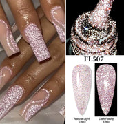 FOUR LILY 0.24oz Reflective Glitter Nail Gel - Semi-Permanent Soak Off LED Varnish for Manicure, Sparkling Pink & Purple Swirls, Long-Lasting Shine, Easy Application, Nail Art Gel | Glittery Nail Polish | Vibrant Colors, Nail