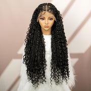 9 * 6 Front Lace Synthetic Fine Braid Braided Butterfly Flower Braid Wig Headband For Daily Wear, Breathable, Comfortable And Fashionable